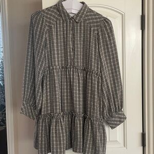 Umgee Black and White Plaid Mini Dress